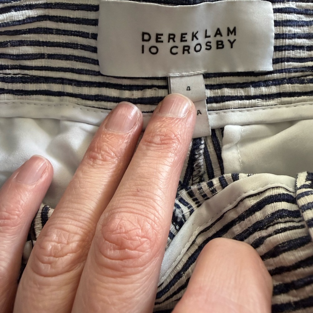 10 Crosby Derek Lam Blue and White Striped Robertson High Waist Sailor Shorts - Picture 4 of 9